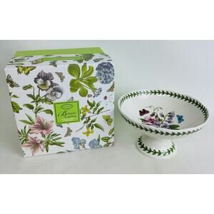 Portmeirion Botanic Garden Porcelain Scalloped Edge Footed Bowl 7" New Open Box